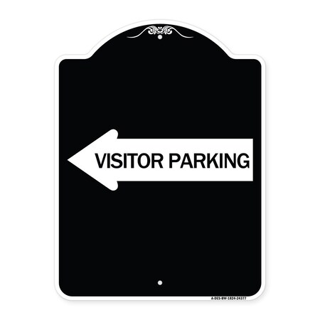 Signmission Visitor Parking With Left Arrow Heavy-Gauge Aluminum Architectural Sign, 24" x 18", BW-1824-24377 A-DES-BW-1824-24377